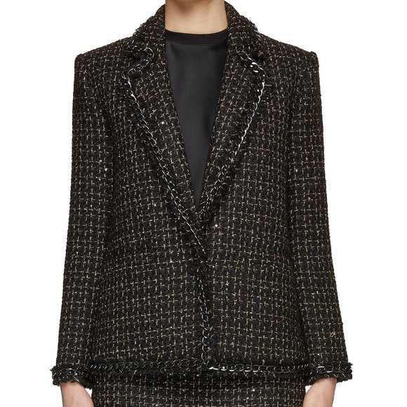 Alice + Olivia Shan Chain-Trim Tweed Jacket - Picture 3 of 16